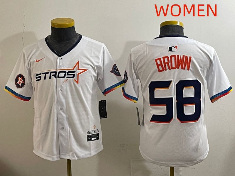 Women Houston Astros #58 Brown White Fourth generation Joint Name 2025 Nike MLB Jersey style 6